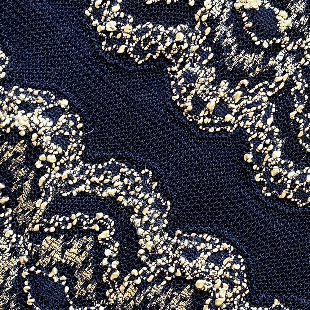 Bacci Black Lace & Metallic Gold Embroidered Dress Size M - Picture 11 of 15